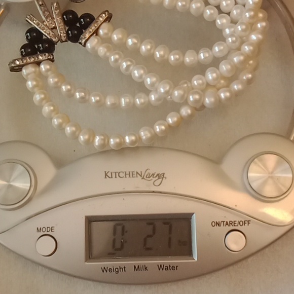 Pearls - Onyx Silver Necklace #551 - Picture 7 of 8